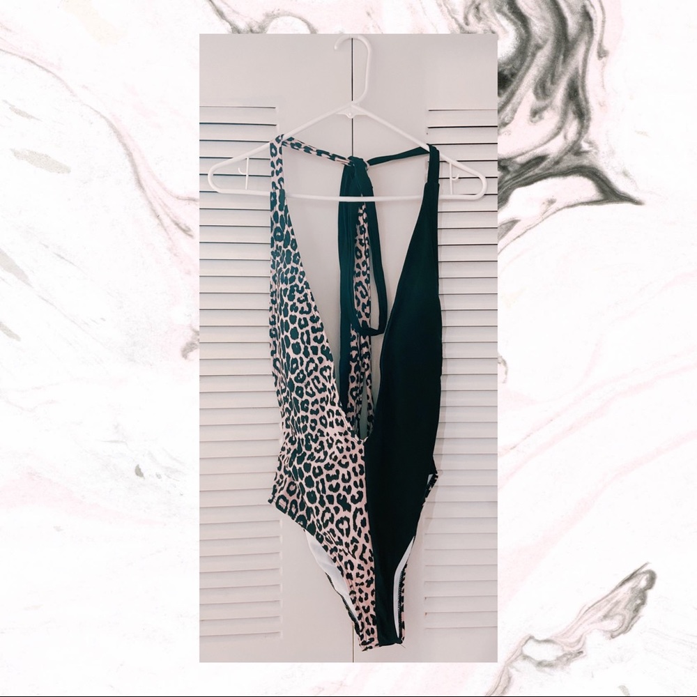 COPY - SHEIN Half black - Half leopard one piece